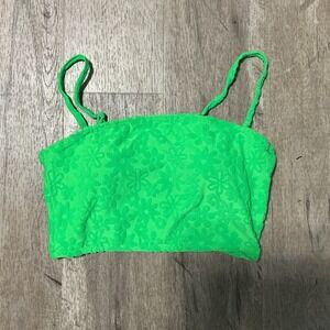 Green floral bikini top with adjustable straps